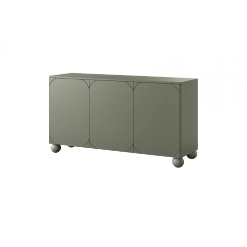 Komoda Sonatia II 150 cm trzydrzwiowa na nogach kulach - oliwka